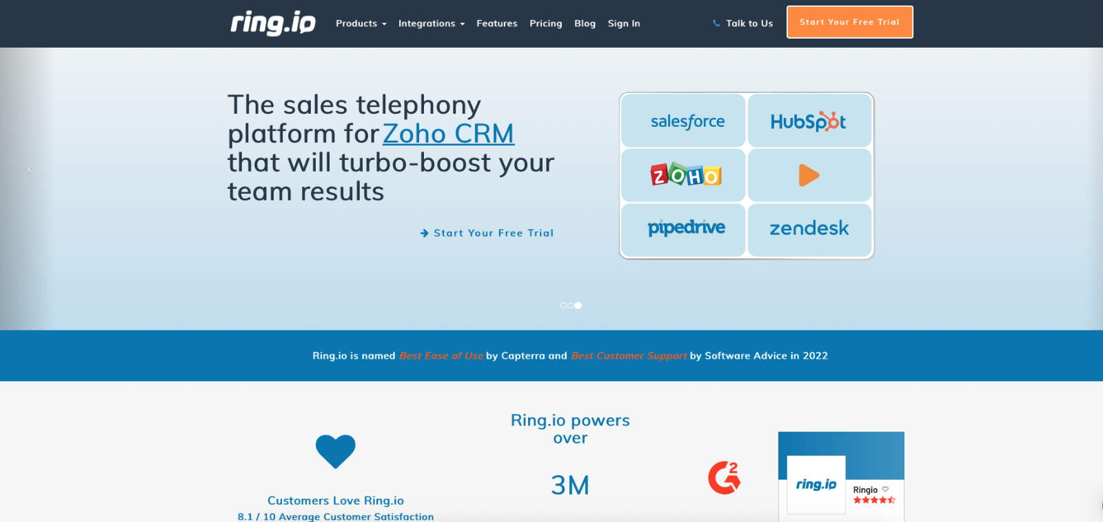 Ring.io Salesforce-native click-to-call platform with call logging and voicemail automation