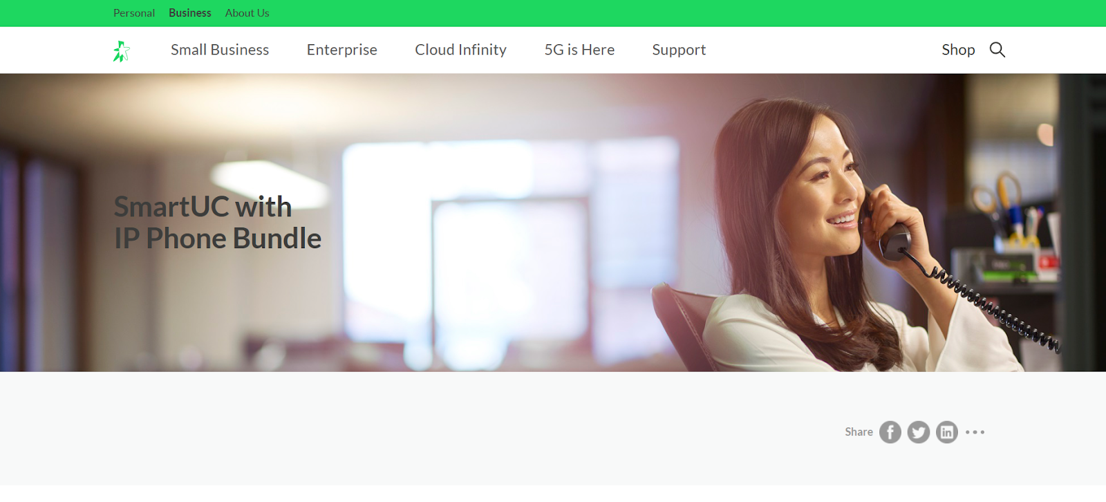 StarHub website snapshot highlighting the services it offers.