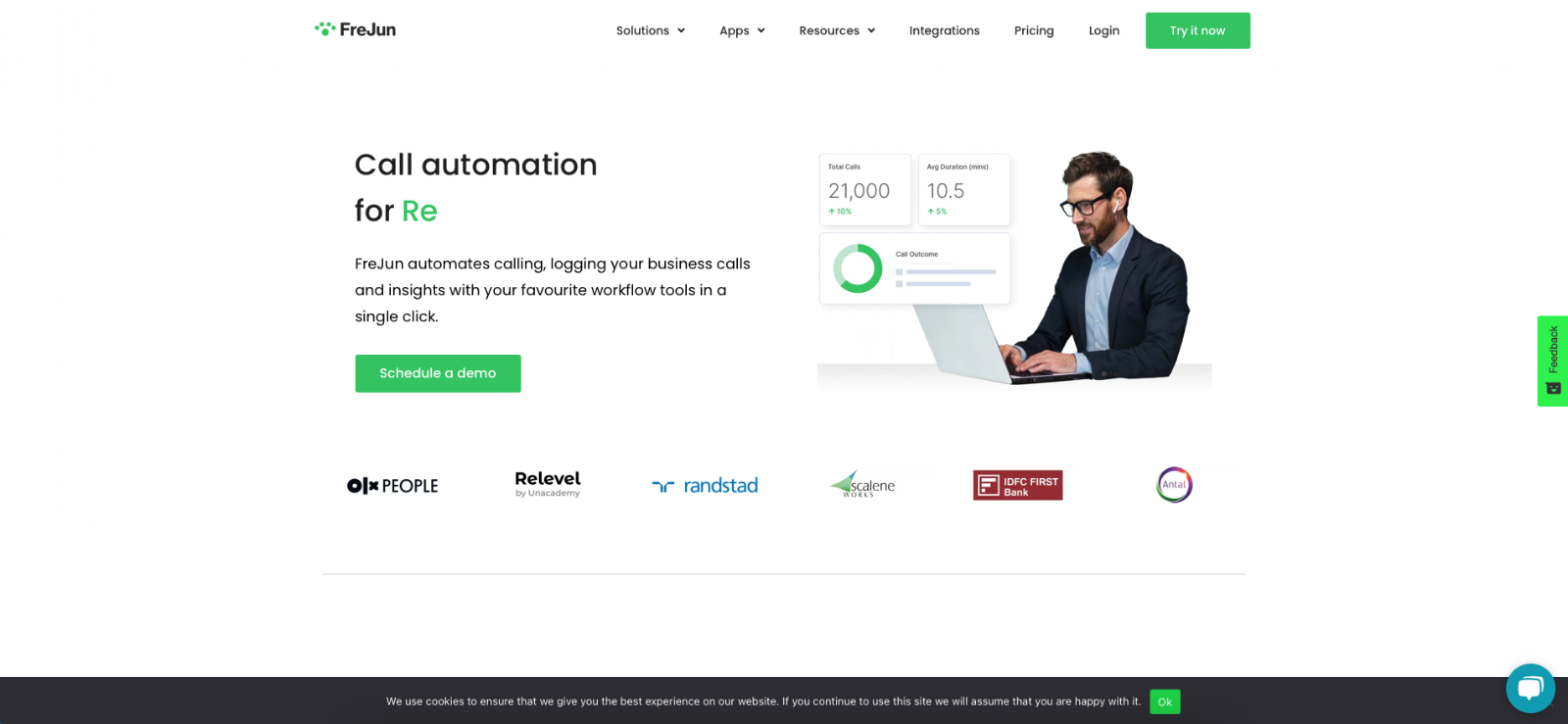 FreJun voice OTP provider dashboard showing call analytics and verification metrics