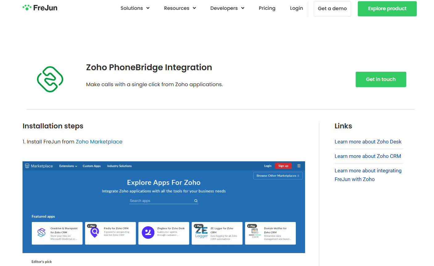 Zoho PhoneBridge Integration