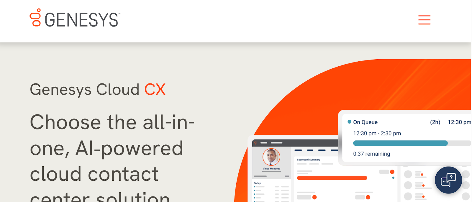 Genesys Cloud website snapshot highlighting the services it offers.
