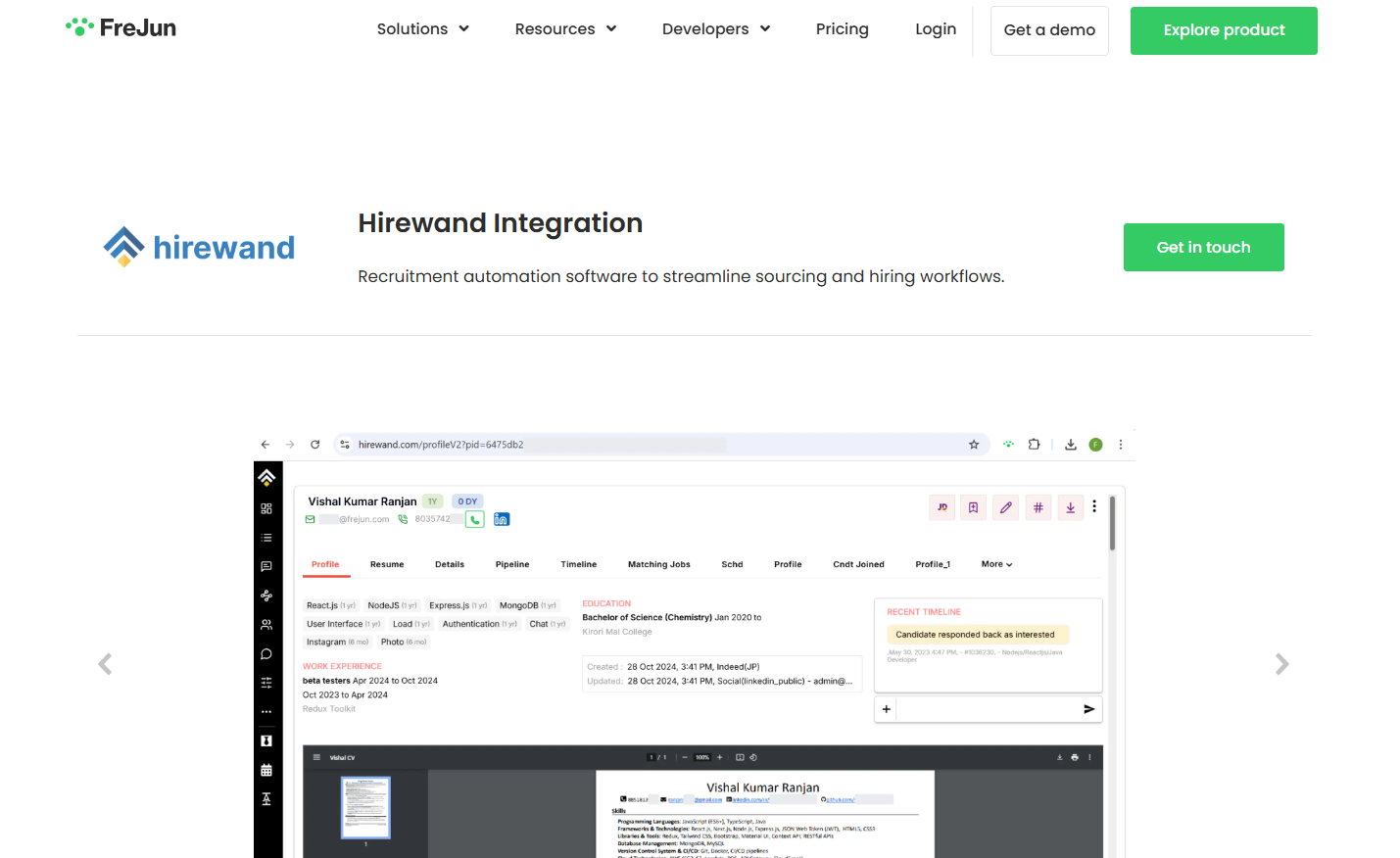 Hirewand Integration