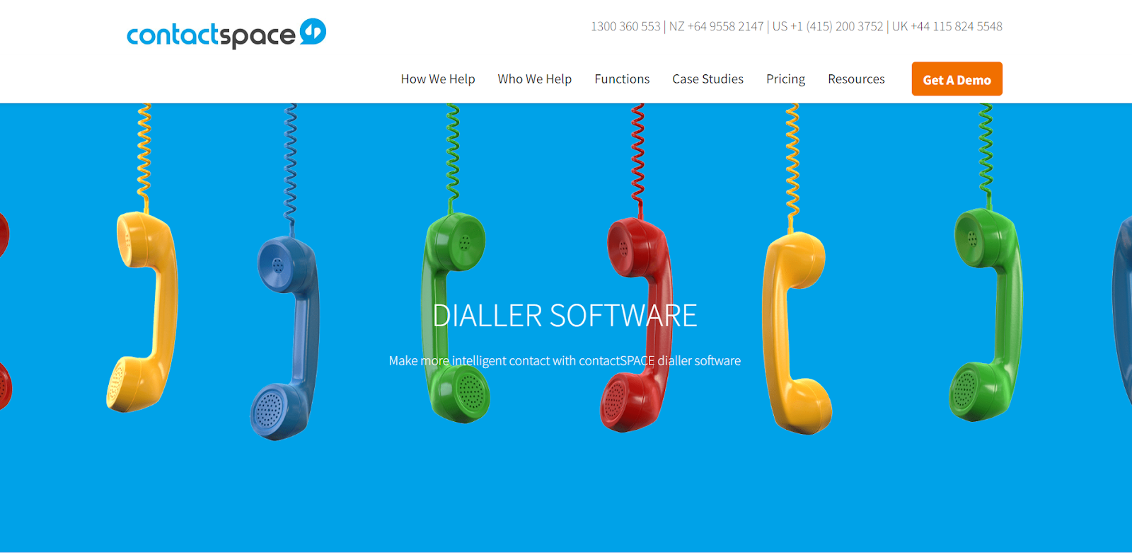 ContactSPACE website snapshot highlighting the services it offers.