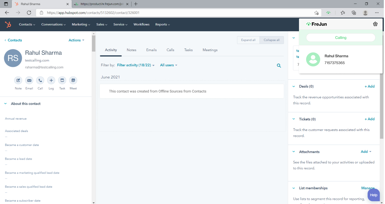 Calling from HubSpot using FreJun