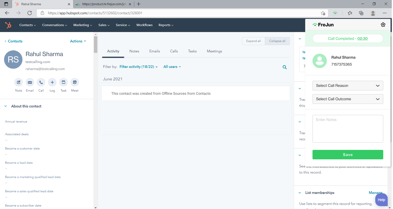 Add more details to call with Call notes, Call reason and Call outcome