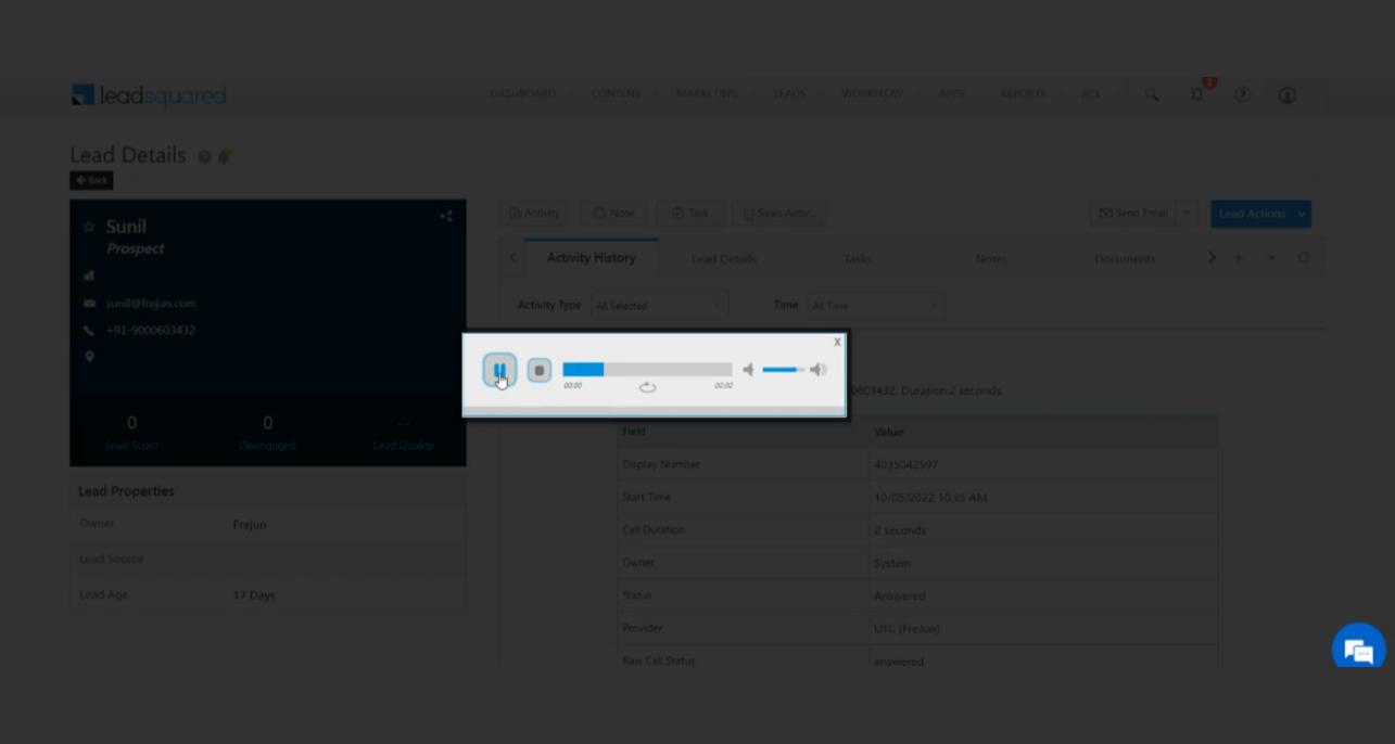 LeadSquared call recordings
