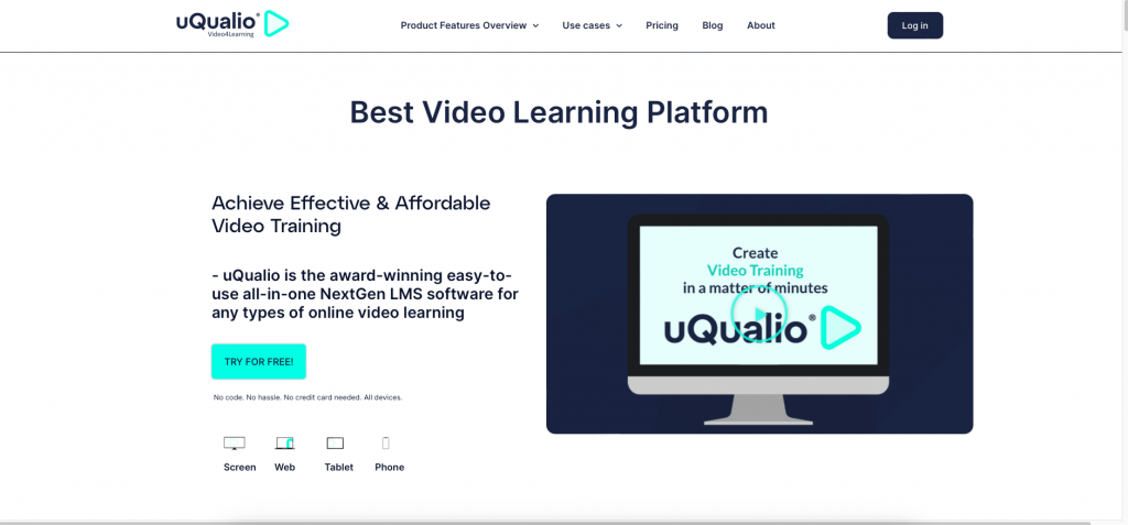 uQualio website snapshot highlighting the services it offers.