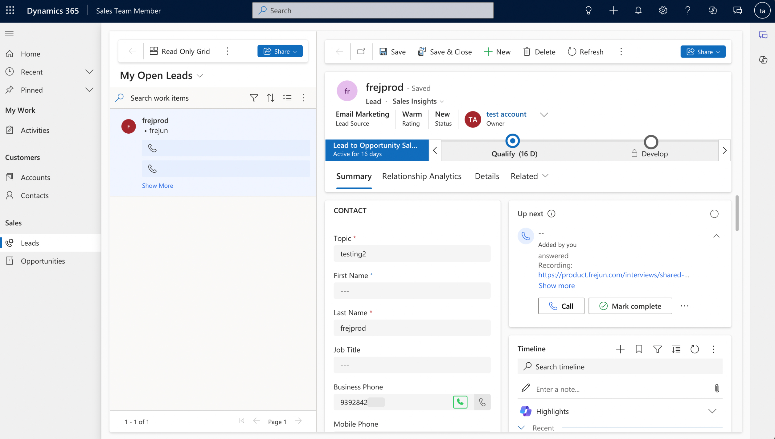 Click to call from Dynamics 365