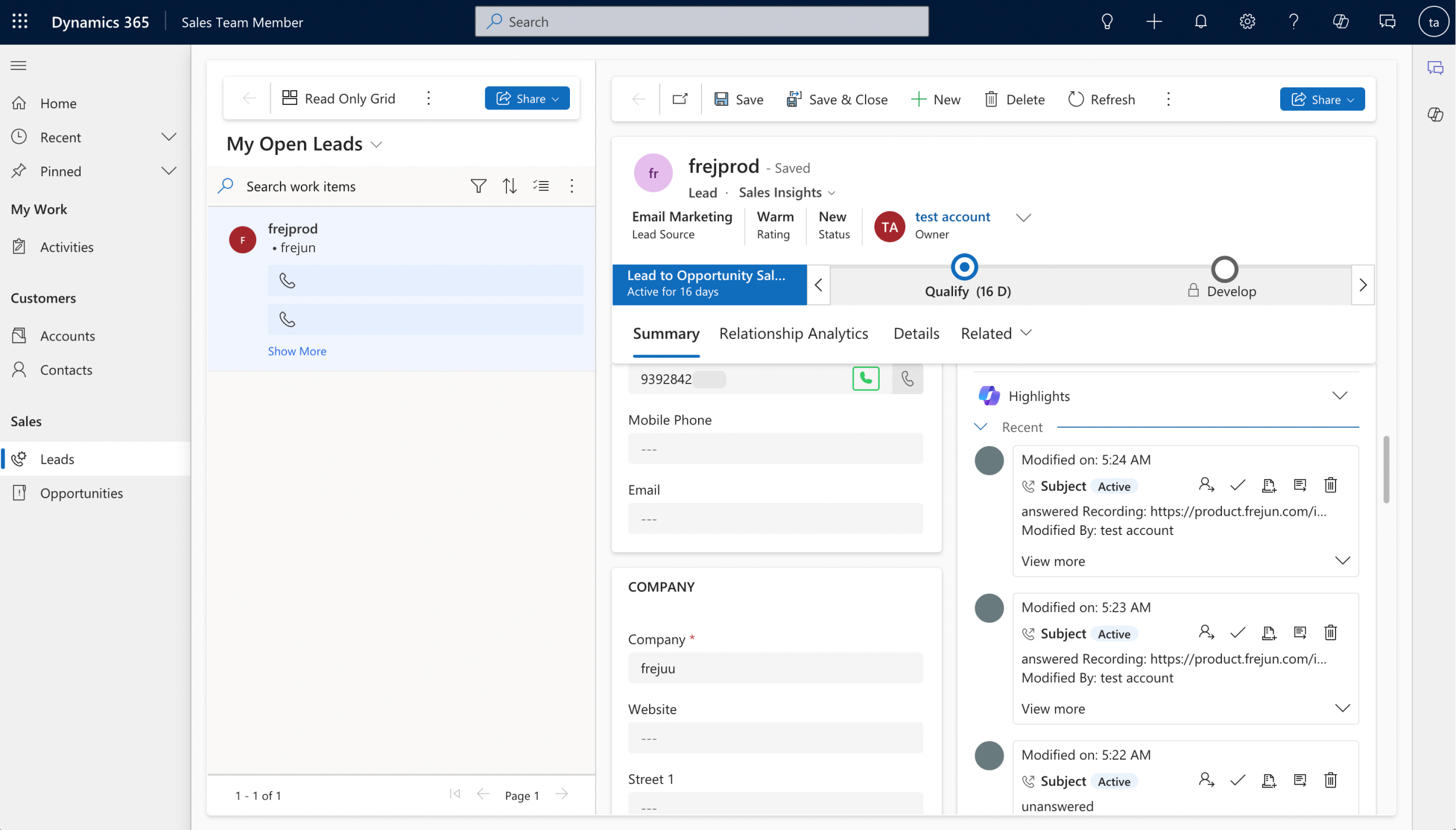 Call activity logs inside Dynamics 365