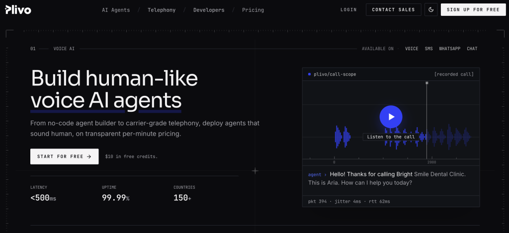 Plivo homepage