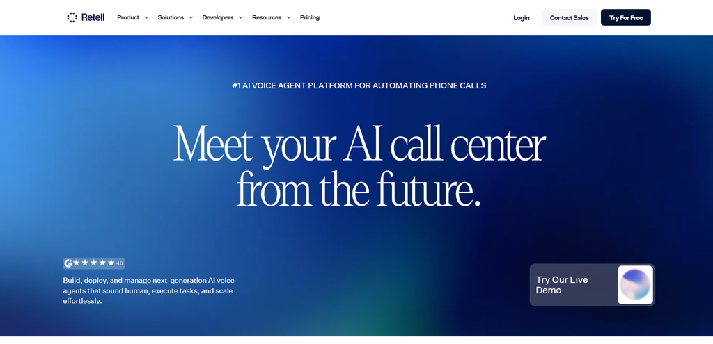 Retell AI Homepage