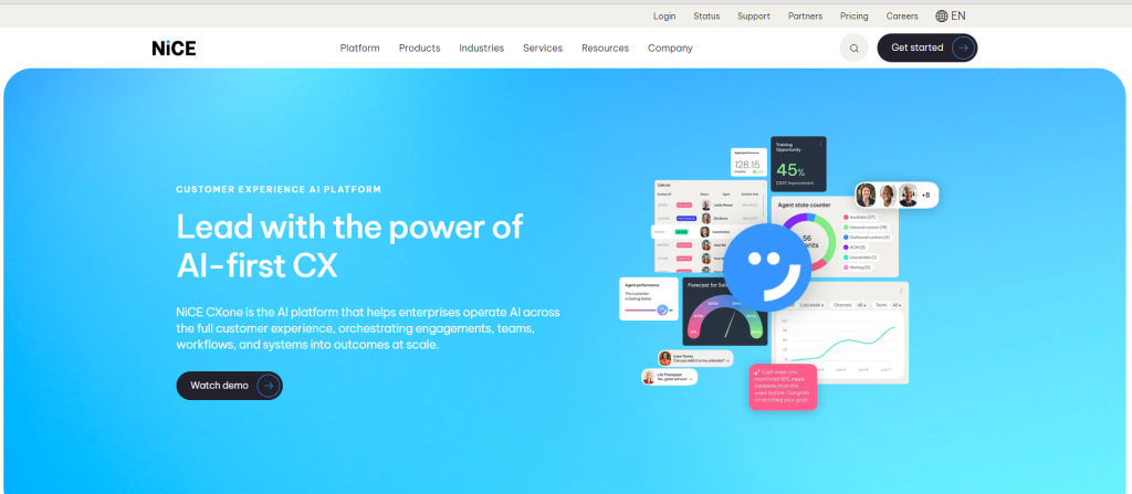 NICE CXone AI-powered customer experience platform with omnichannel communication tools