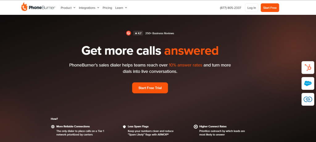 PhoneBurner communication dashboard designed for sales outreach, lead engagement, and performance tracking