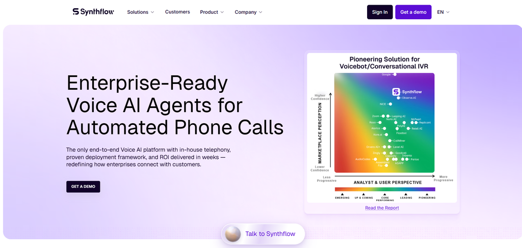 Synthflow AI Homepage