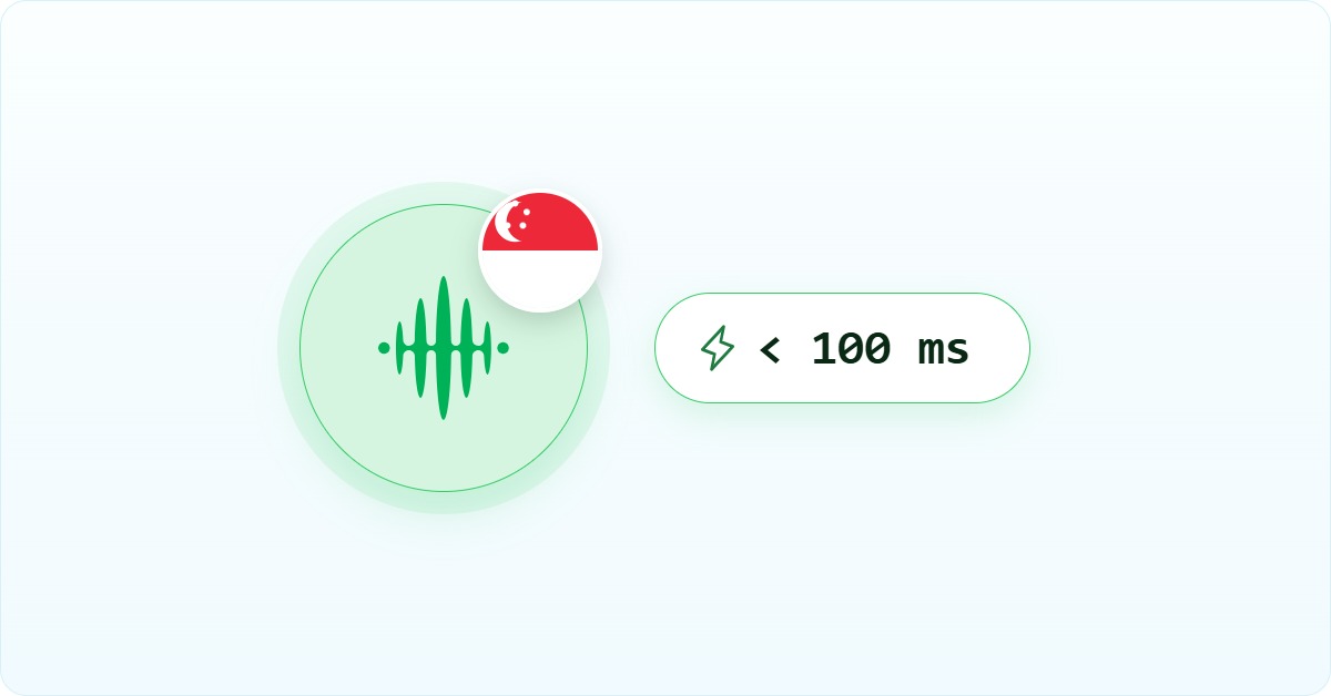 FreJun Teler mark with a Singapore flag badge and under 100 ms pill, a Twilio alternative Singapore teams use