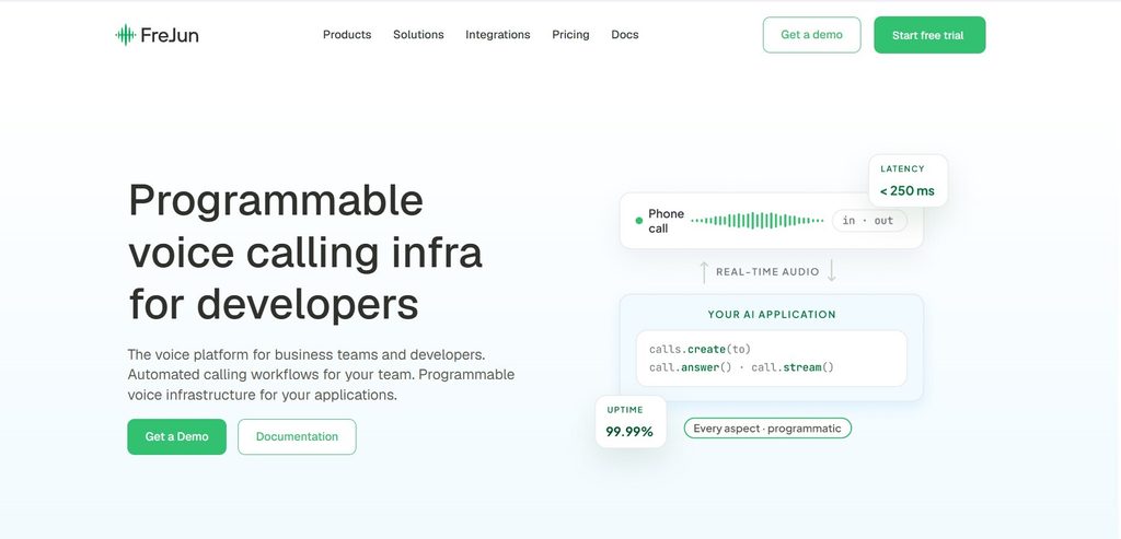 FreJun programmable voice calling infrastructure for developers with real-time AI voice application and phone call interface